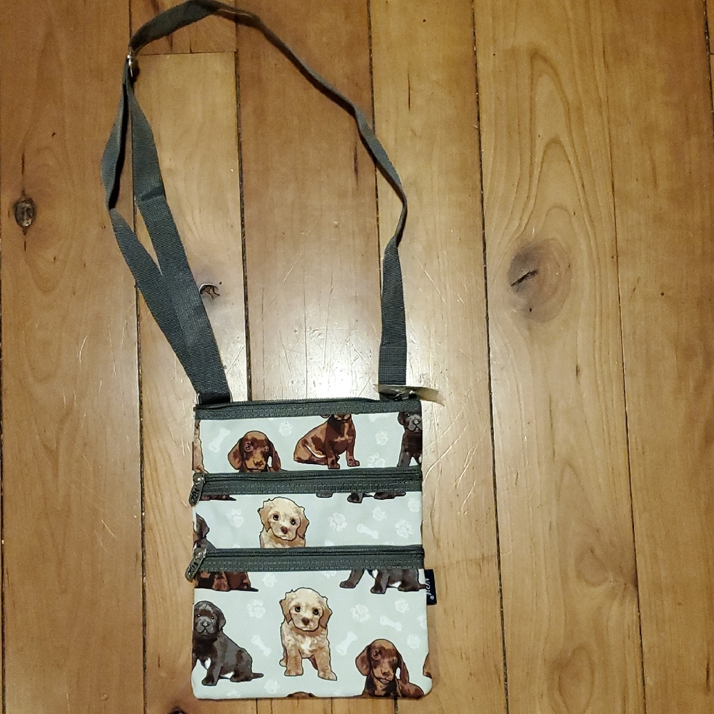 NGIL Dog Print Crossbody Bag in Sage Green